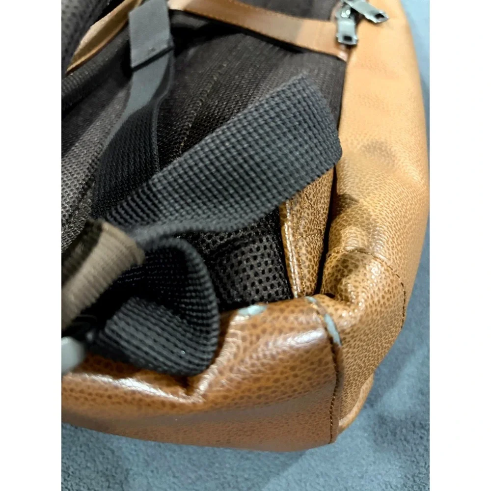Samsonite Unisex Slim Backpack Brown Cognac Grain Leather Padded Mesh Back